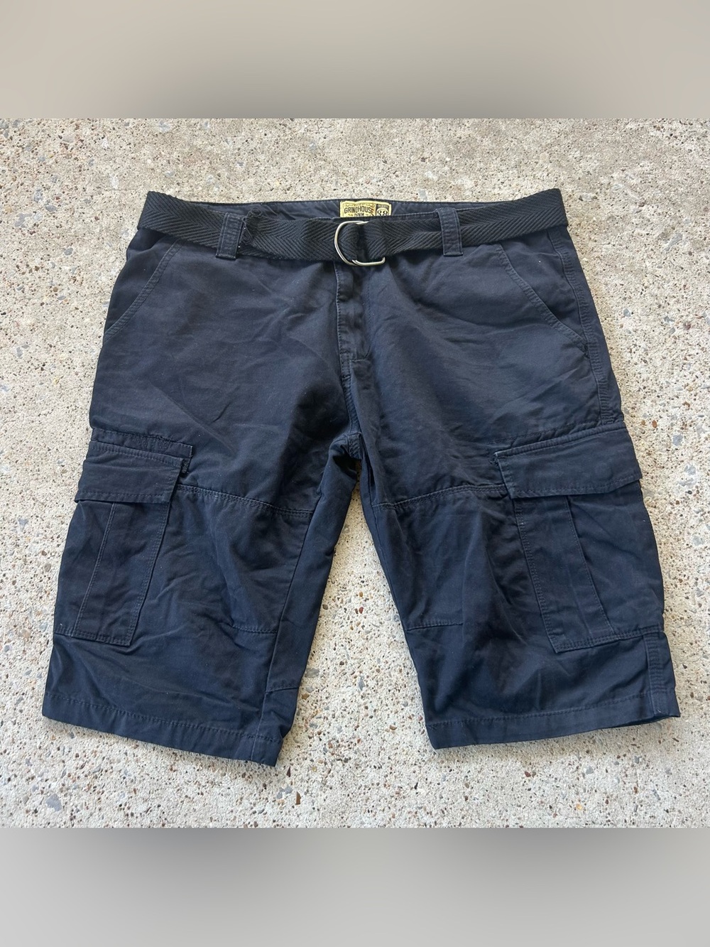 Men's Grindhouse Denim Cargo Shorts, Black, Size 38